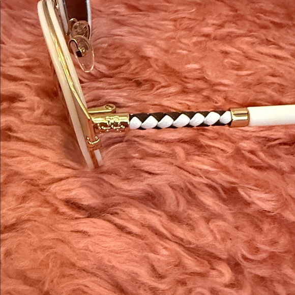 Tory Burch White-Rimmed Sunglasses with Orange Case - Picture 3 of 6